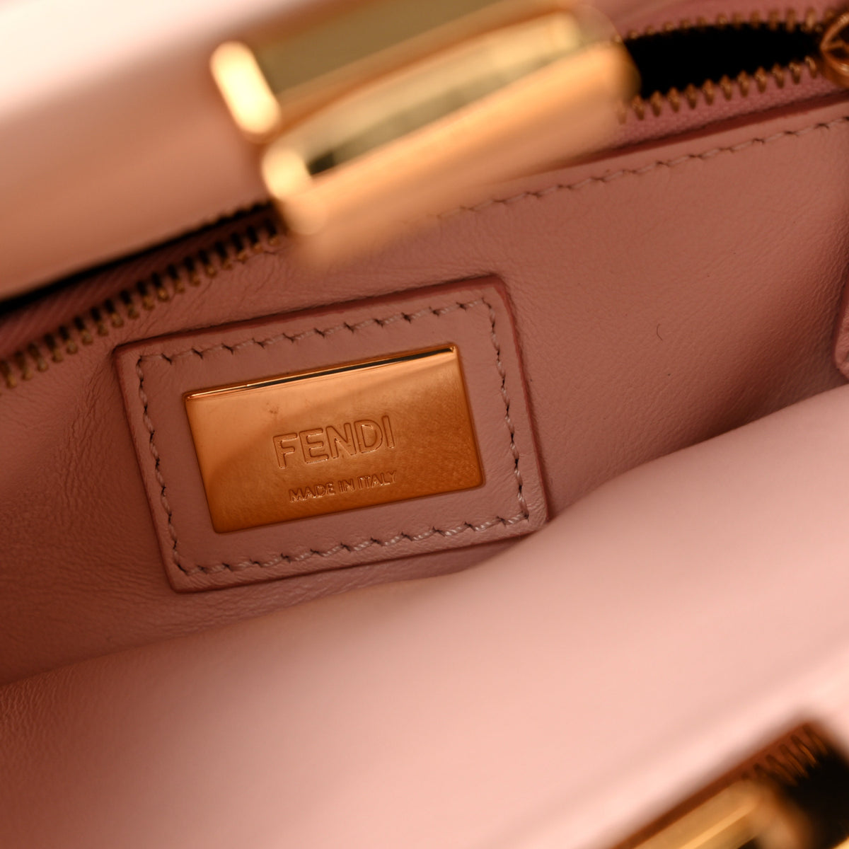 Shearling Nappa Macro FF 1974 Mini Peekaboo Iconic Satchel Light Rose Black
