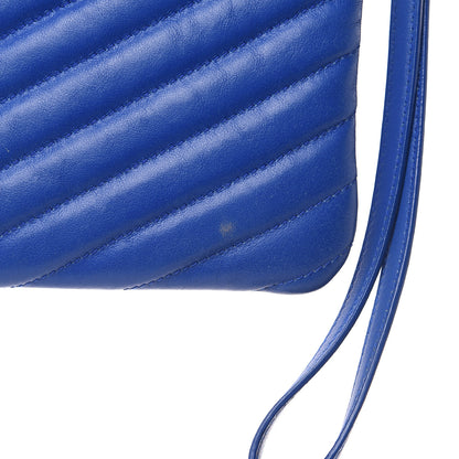 Saint Laurent Calfskin Matelasse Chevron Monogram A5 Wristlet Blue Majorelle 10 of 13