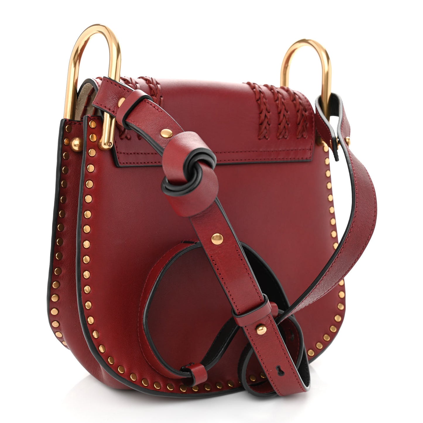 Calfskin Braided Small Hudson Shoulder Bag Sienna Red