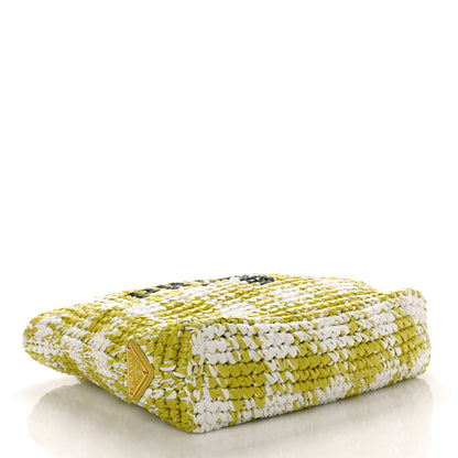 Prada Yarn Raffia Effect Crochet Embroidered Small Logo Tote Citron Yellow 4 of 9