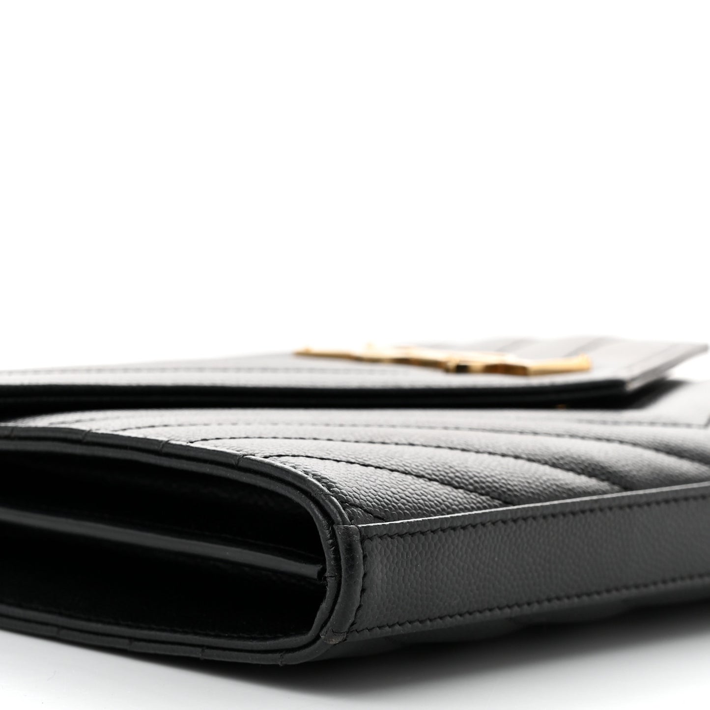 Grain De Poudre Matelasse Chevron Monogram Chain Wallet Black