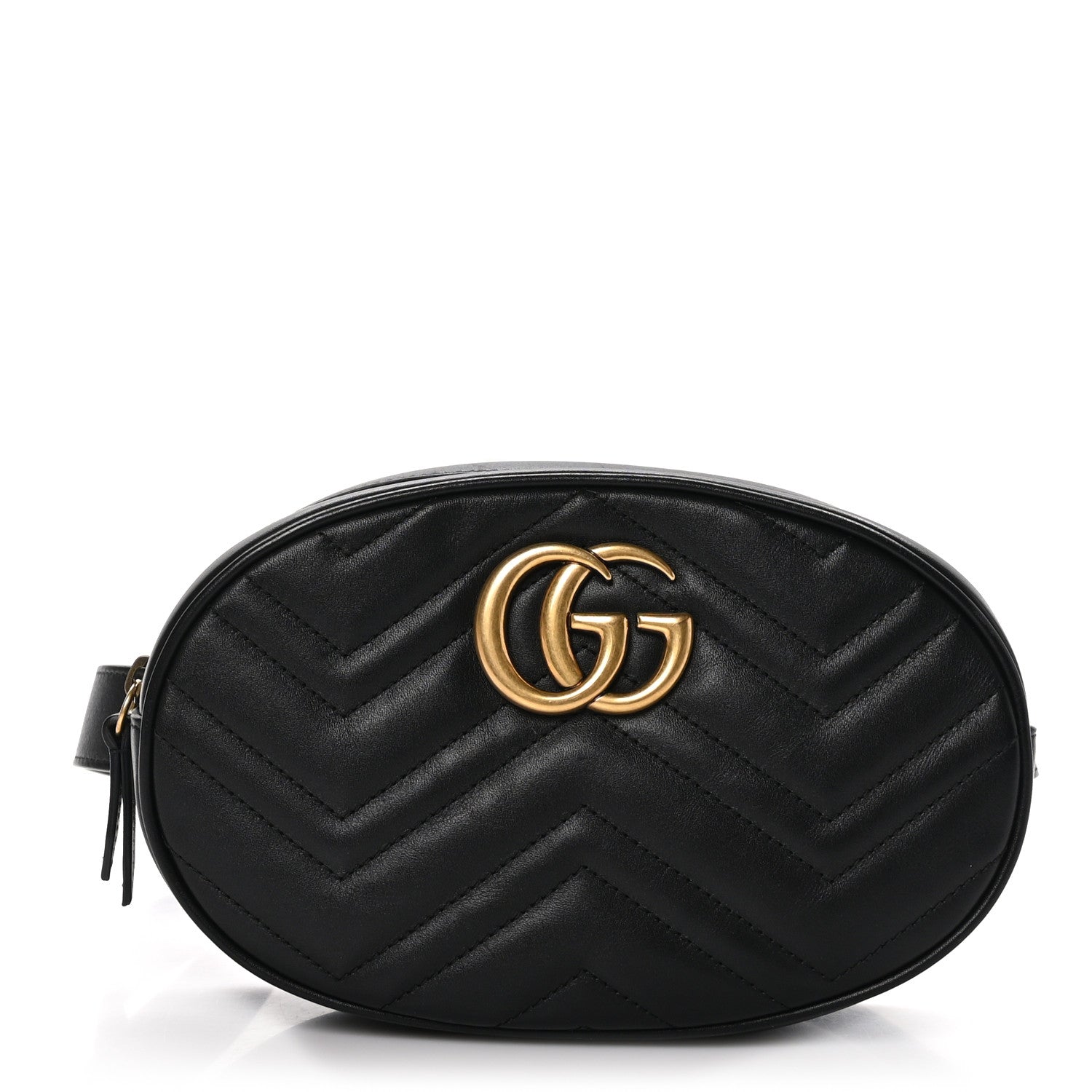 Gucci Calfskin Matelasse GG Marmont Belt Bag 95 38 Black 1 of 11