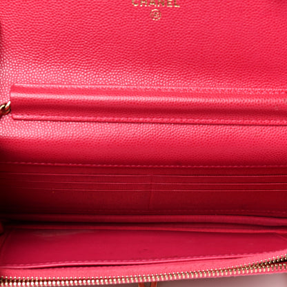 Chanel Caviar Quilted Golden Class Wallet On Chain WOC Fuchsia 4 of 9