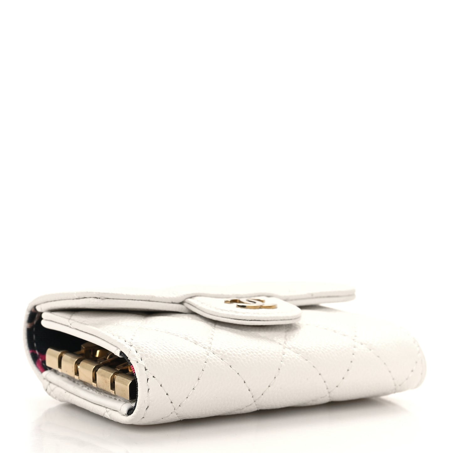 Caviar Quilted Classic 4 Key Holder Wallet White