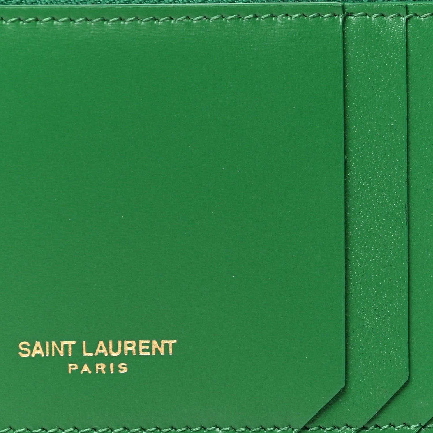 Saint Laurent Calfskin 5 Fragments Zip Pouch Card Holder New Vert Praire 7 of 7