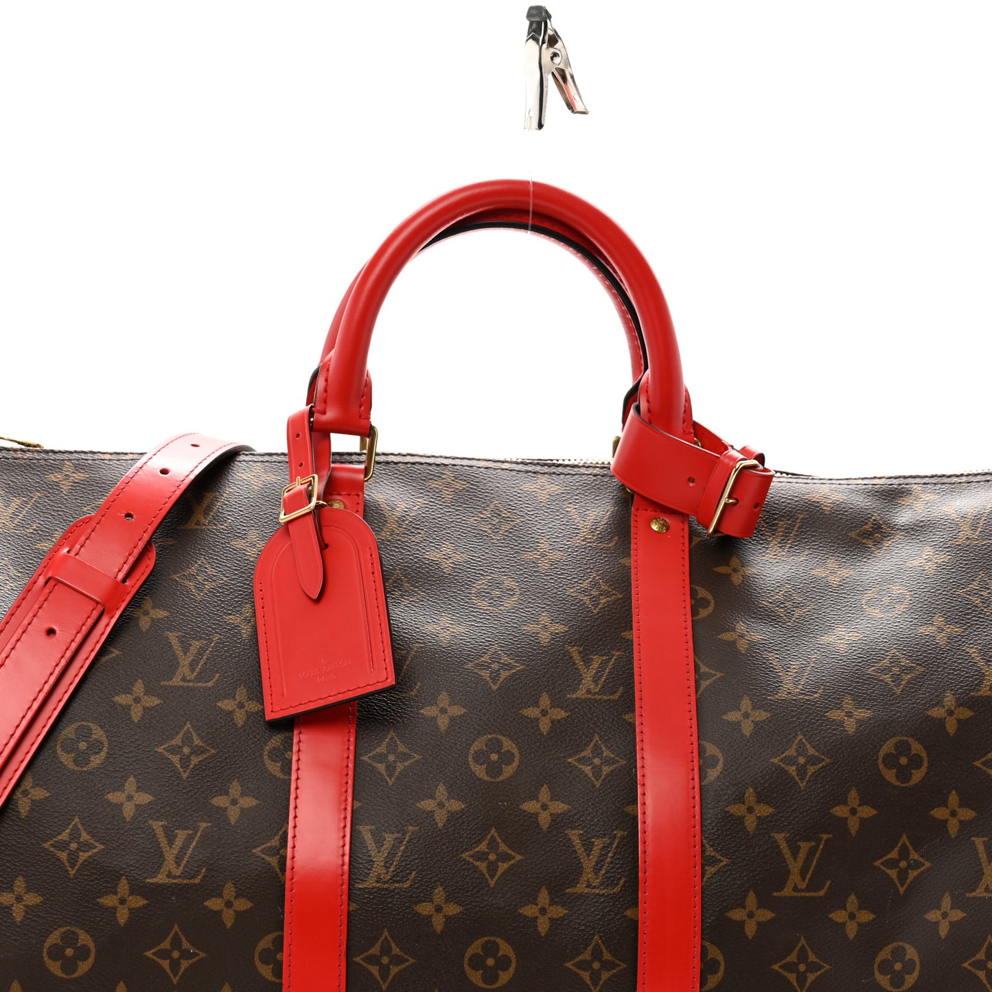 Calfskin Monogram Keepall Bandouliere 50 Coquelicot