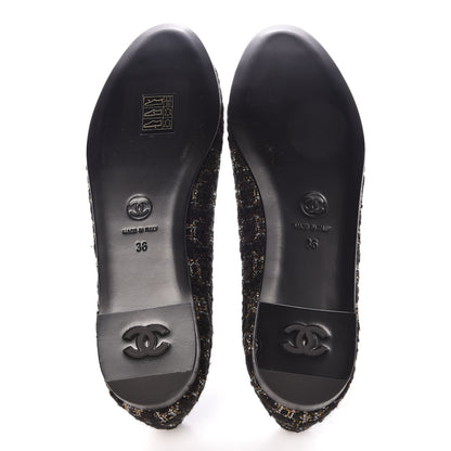 Chanel Tweed Cap Toe Ballerina Flats 36 Black 5 of 9