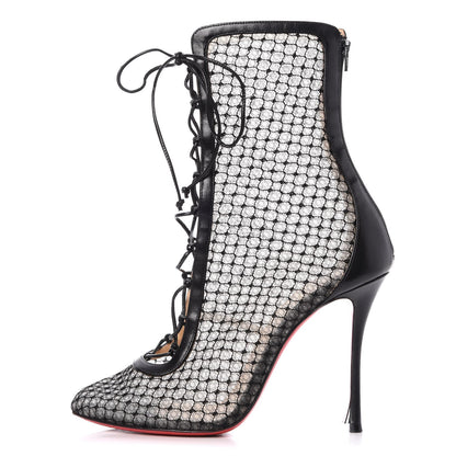 Christian Louboutin Nappa Fishnet Lace Hotero 100 Ankle Boots 39.5 Black 1 of 11
