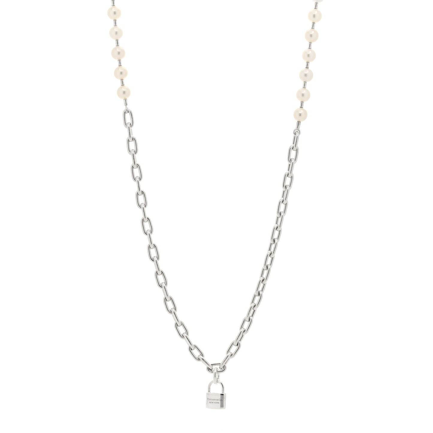 Sterling Silver Pearl HardWear Lock Necklace