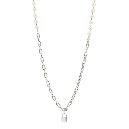 Tiffany Sterling Silver Pearl HardWear Lock Necklace 1 of 3