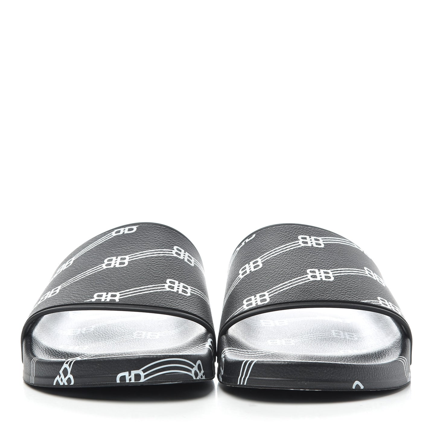 Rubber License Logo Print Mens Pool Slide Sandals 41 Black White