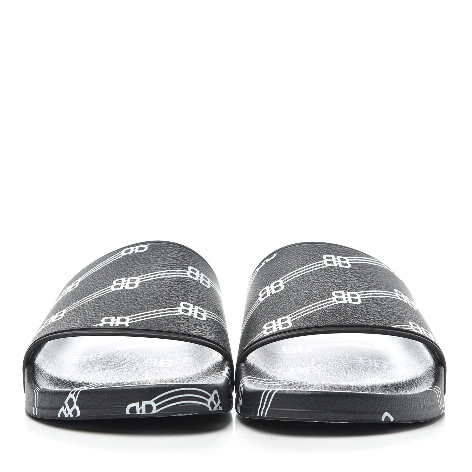 Balenciaga Rubber License Logo Print Mens Pool Slide Sandals 41 Black White 2 of 9
