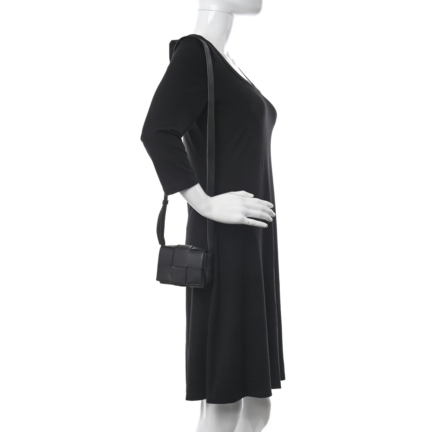 Bottega Veneta Lambskin Maxi Intrecciato Extra Mini Cassette Crossbody Bag Black 2 of 12