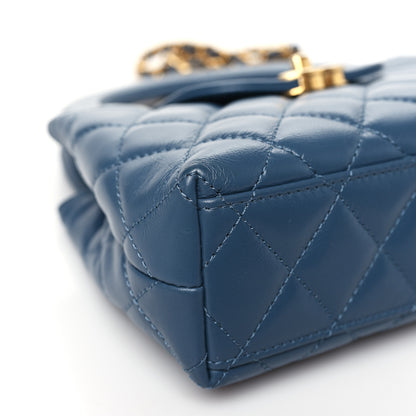 Chanel Shiny Aged Calfskin Quilted Nano Kelly Shopper Dark Blue 9 of 10
