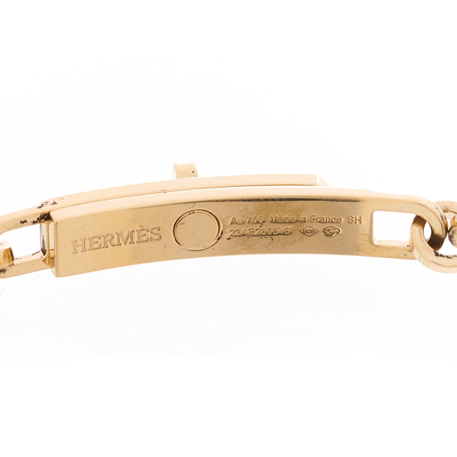 Hermes 18K Yellow Gold Diamond Pave PM Kelly Chaine Bracelet SH 3 of 3
