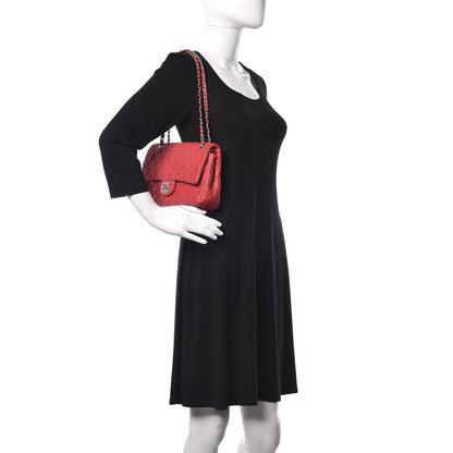 Chanel Washed Caviar Quilted Medium Double Flap Red 2 of 14