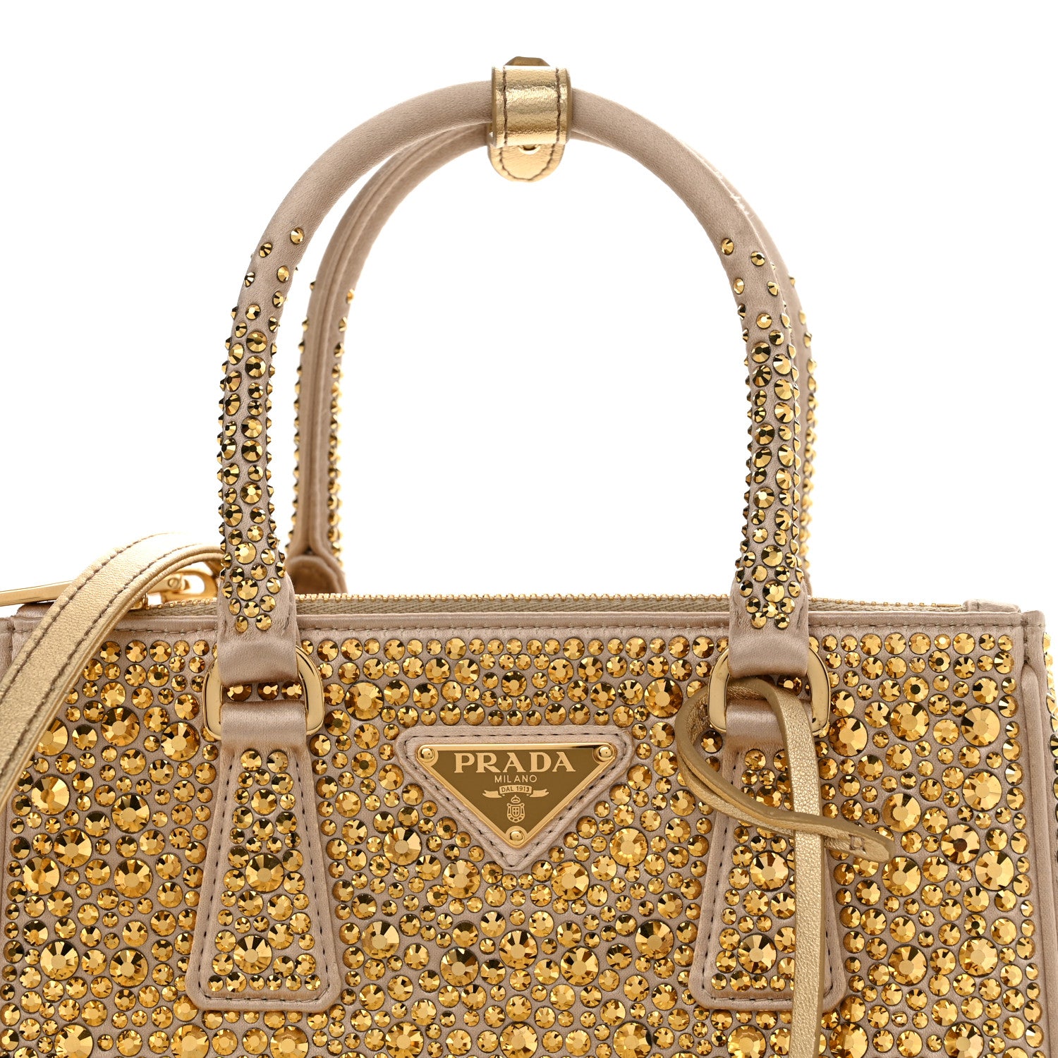Prada Satin Crystal Mini Galleria Double Zip Tote Platino 7 of 10