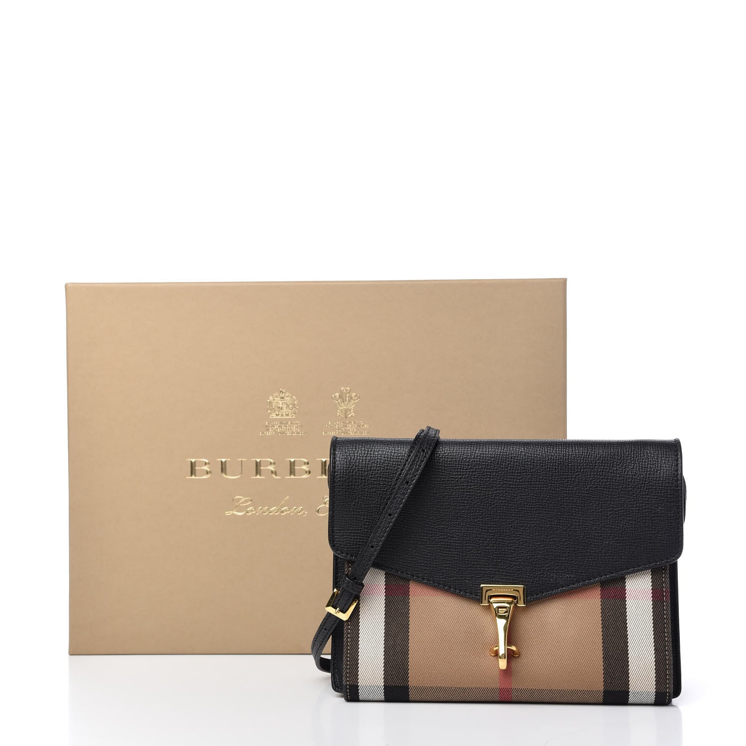 Burberry Derby Calfskin House Check Small Macken Crossbody Bag Black 11 of 11