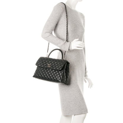 Chanel Caviar Lizard Quilted Medium Coco Handle Flap Black 3 of 9