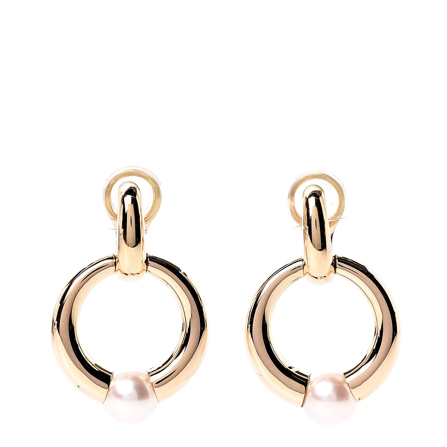 Cartier 18K Yellow Gold Pearl Doorknocker Clip-On Earrings 1 of 5