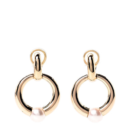 Cartier 18K Yellow Gold Pearl Doorknocker Clip-On Earrings 1 of 5