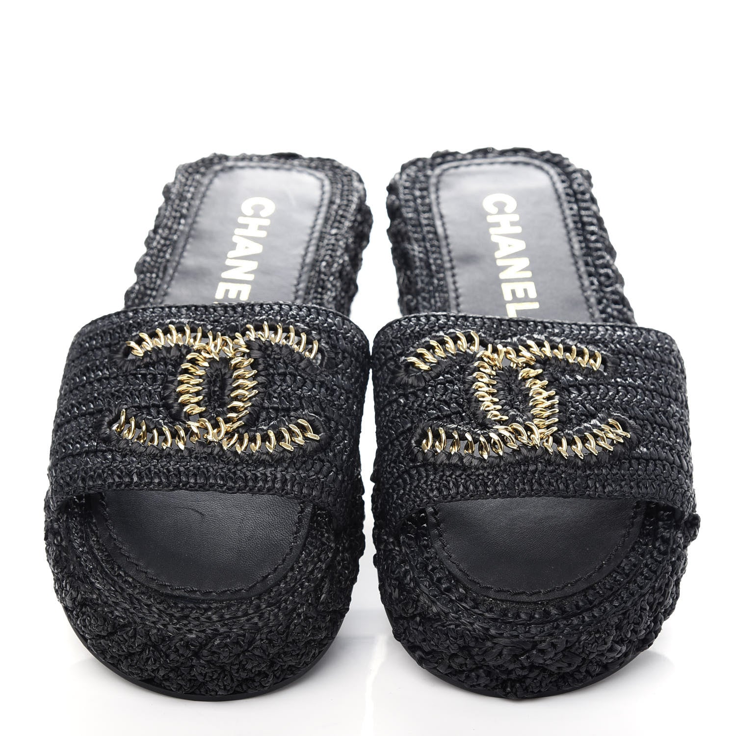 Chanel Cord Braided CC Mules 37 Black 5 of 10