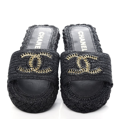 Chanel Cord Braided CC Mules 37 Black 5 of 10