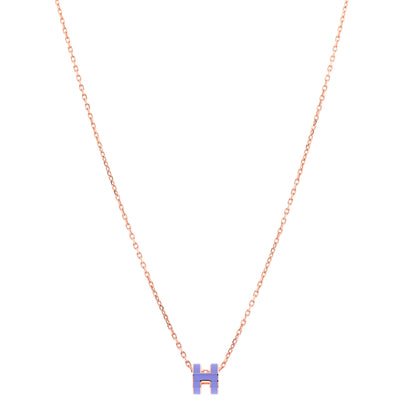 Hermes Rose Gold Mini Pop H Pendant Necklace Lilas 1 of 8