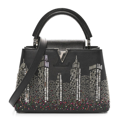 Louis Vuitton Calfskin Karung Beaded 57th Street NYC Skyline Capucines BB Black 1 of 10