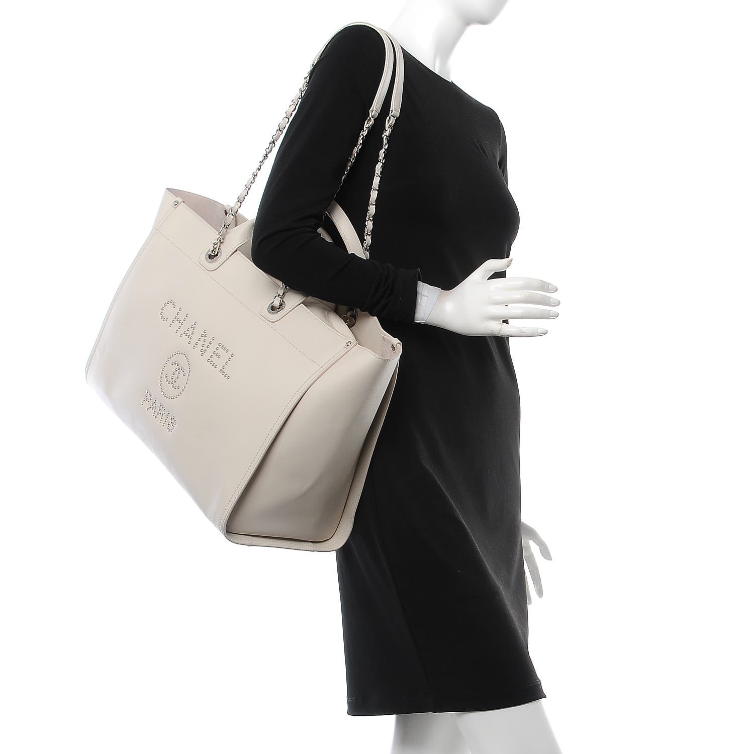 Chanel Caviar Extra Large Studded Deauville Tote Ivory 2 of 7