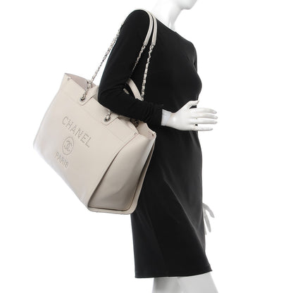 Chanel Caviar Extra Large Studded Deauville Tote Ivory 2 of 7