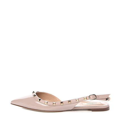 Valentino Garavani Patent Rockstud Slingback Flats 39.5 Poudre 1 of 9