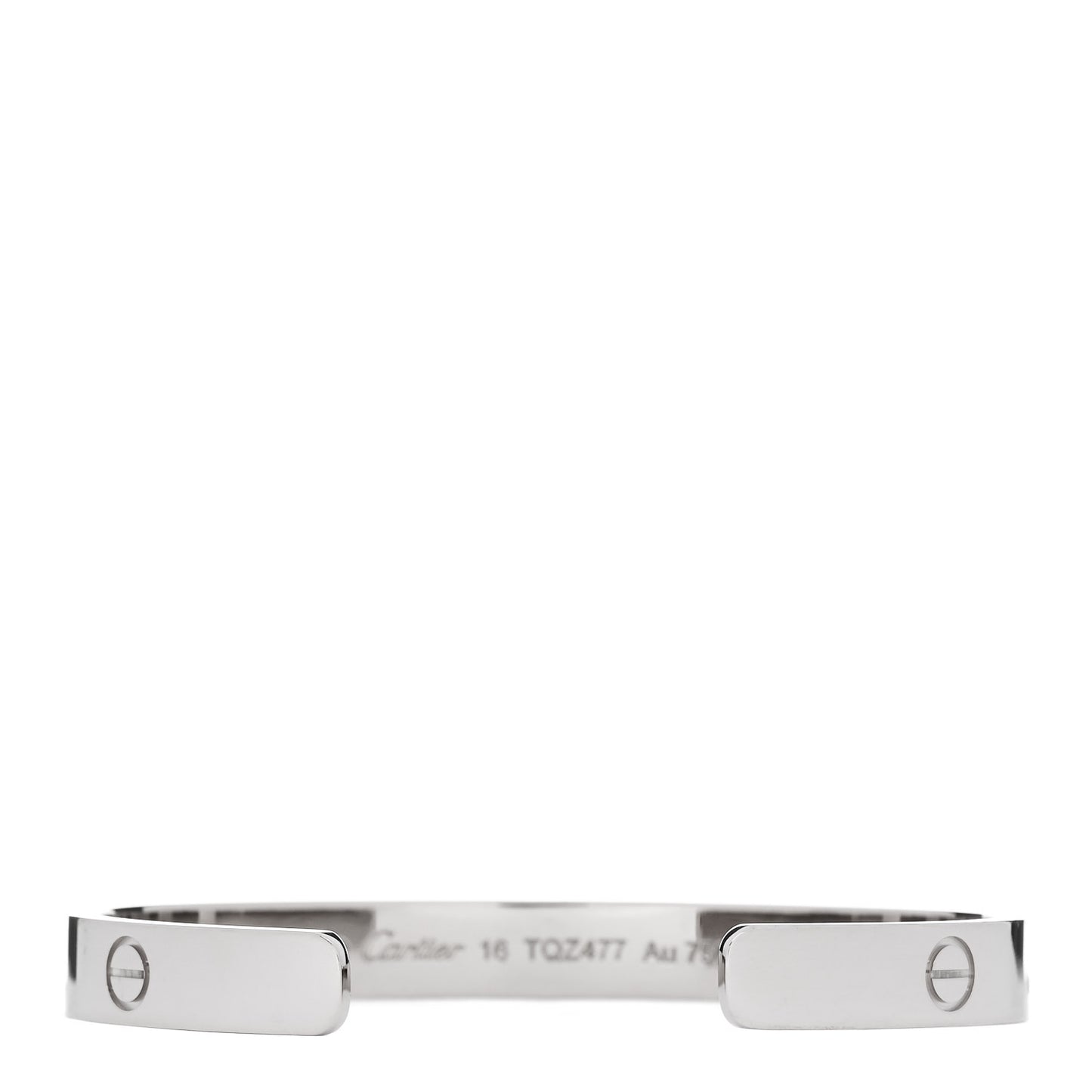 18K White Gold LOVE Cuff Bracelet 16