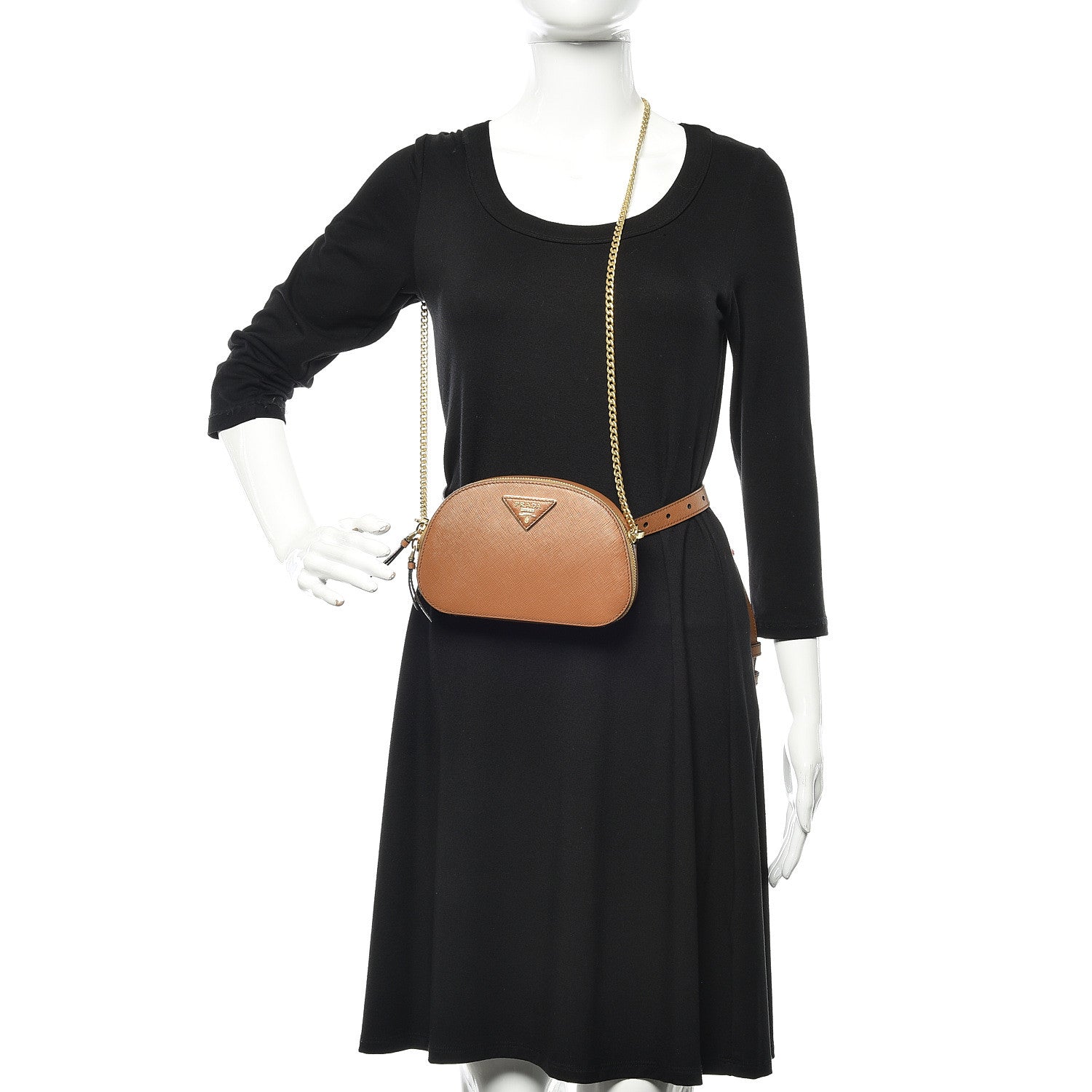 Prada Saffiano Lux Odette Belt Bag Caramel 2 of 9