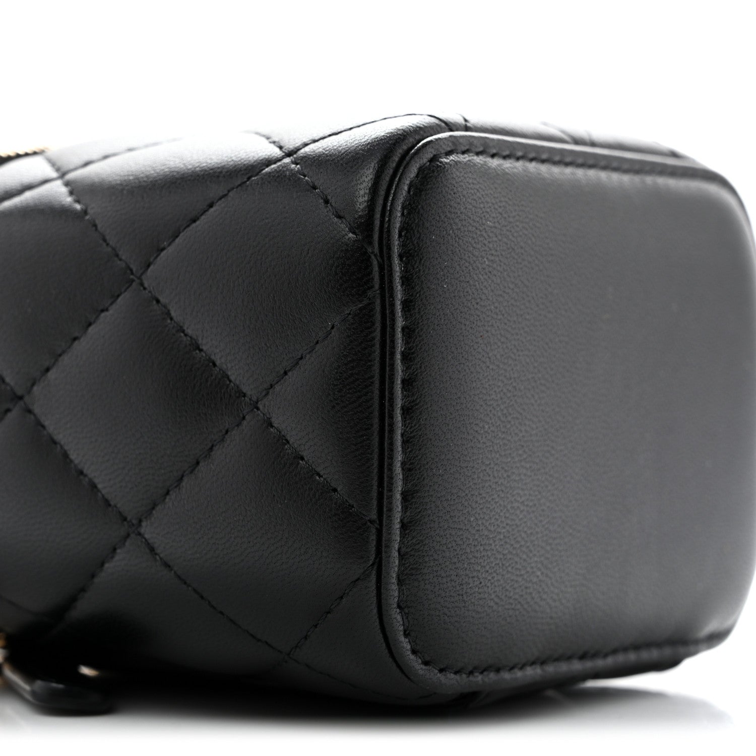 Chanel Lambskin Quilted Top Handle Mini Vanity Case With Chain Black 9 of 10