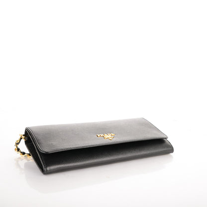 Prada Saffiano Metal Oro Chain Wallet Nero Black 4 of 7