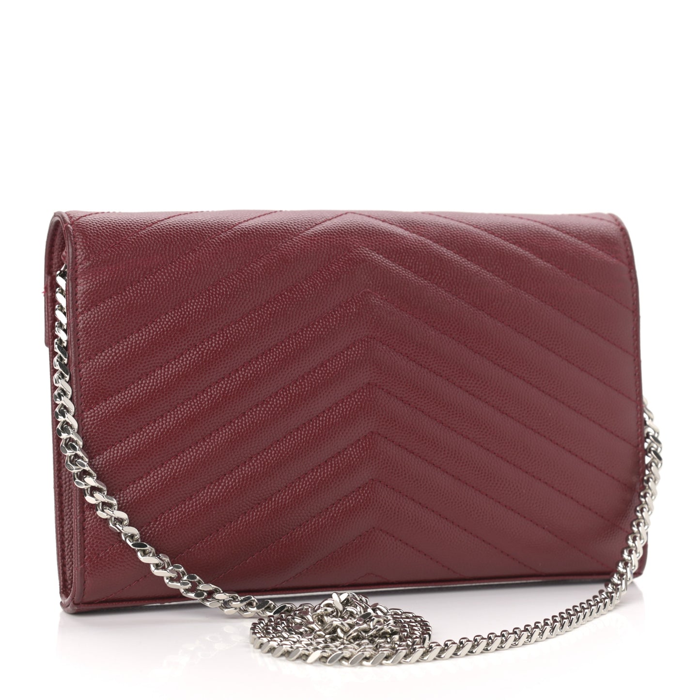 Grain De Poudre Matelasse Chevron Monogram Chain Wallet Palissandre