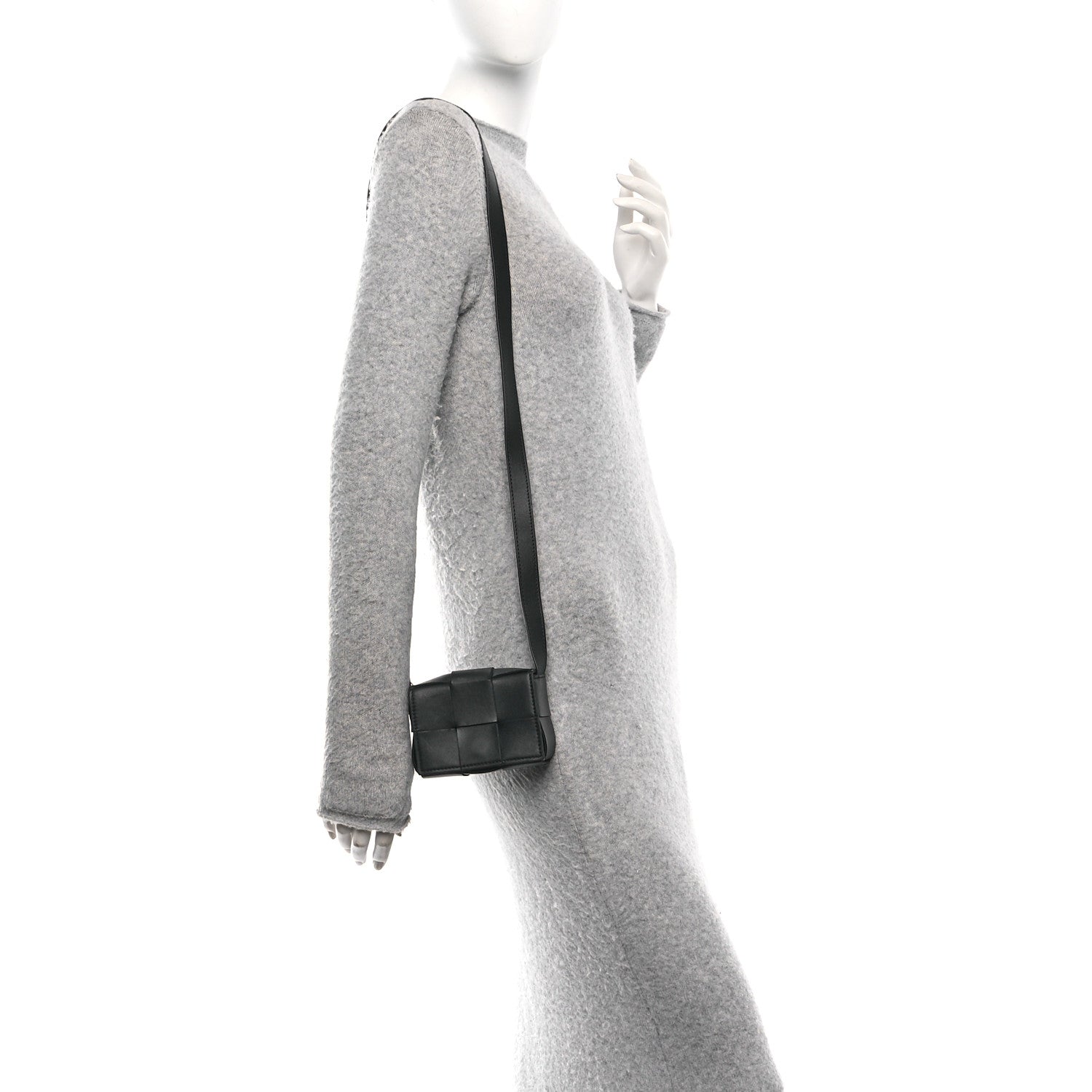 Bottega Veneta Lambskin Maxi Intrecciato Extra Mini Cassette Crossbody Bag Black 2 of 9