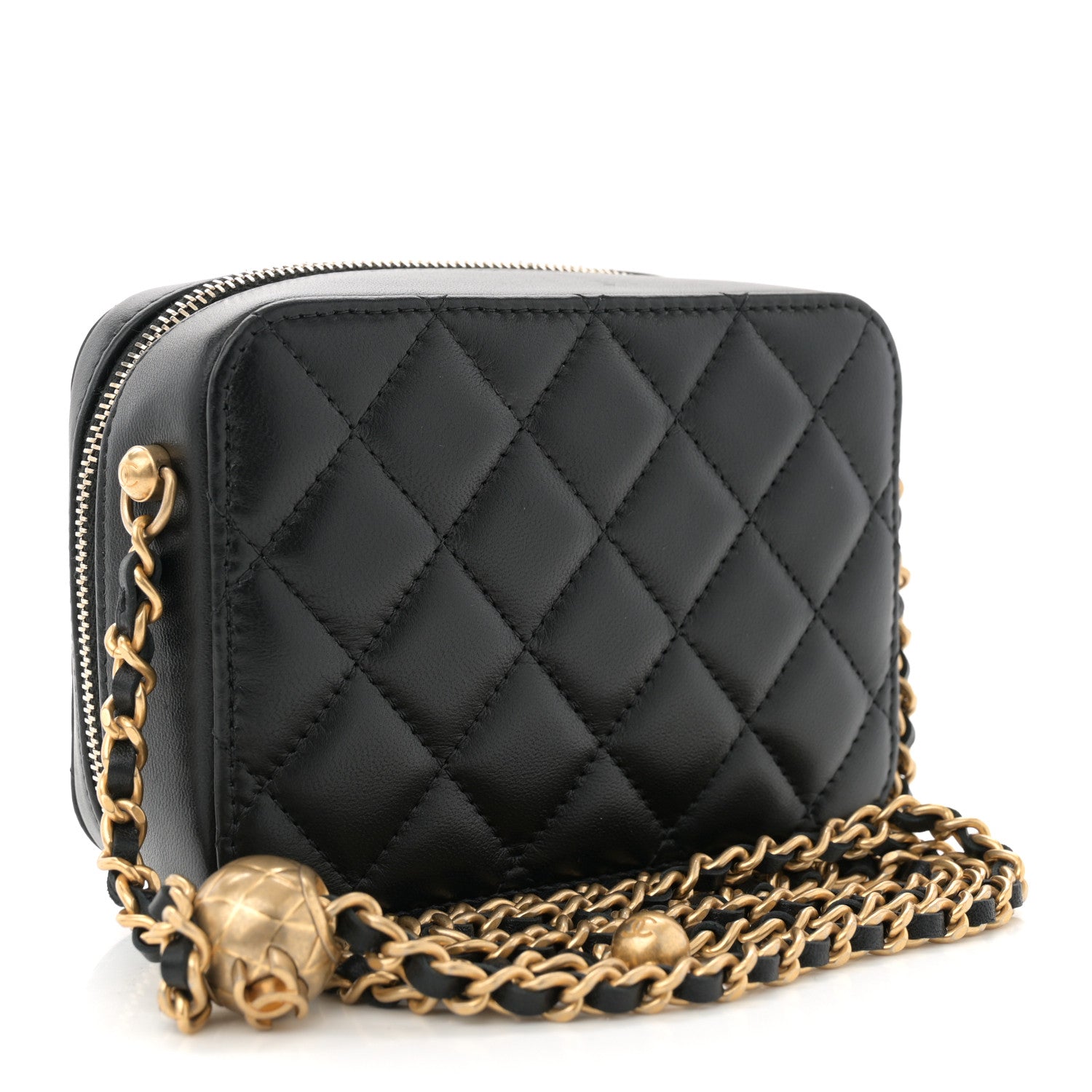 Chanel Lambskin Quilted CC Pearl Crush Camera Case Black 3 of 11