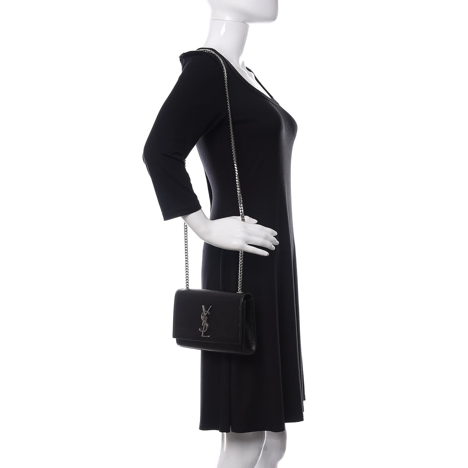 Saint Laurent Grain De Poudre Small Monogram Kate Satchel Black 2 of 10