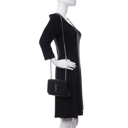 Saint Laurent Grain De Poudre Small Monogram Kate Satchel Black 2 of 10