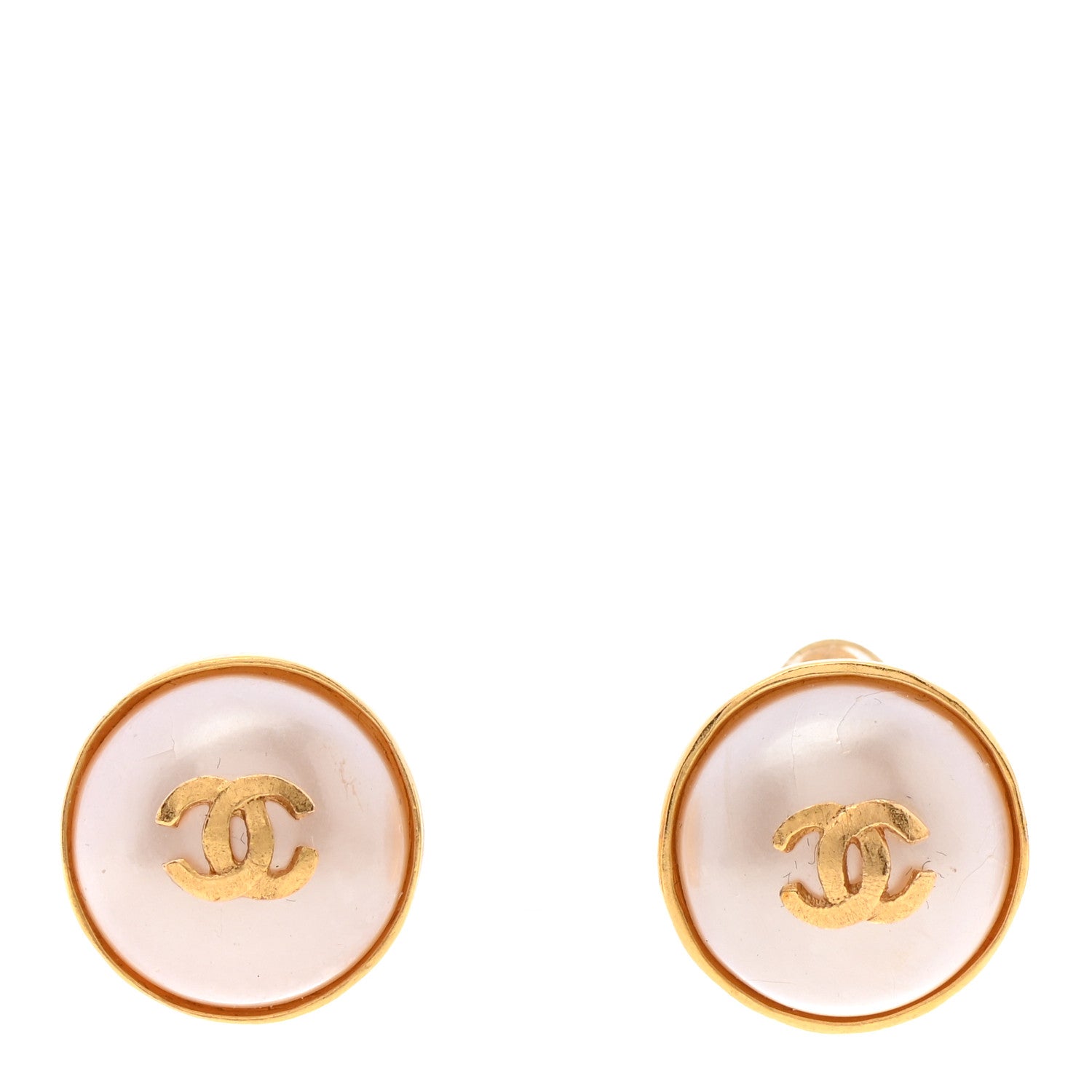 Chanel Pearl CC Clip On Earrings Gold 1 of 5