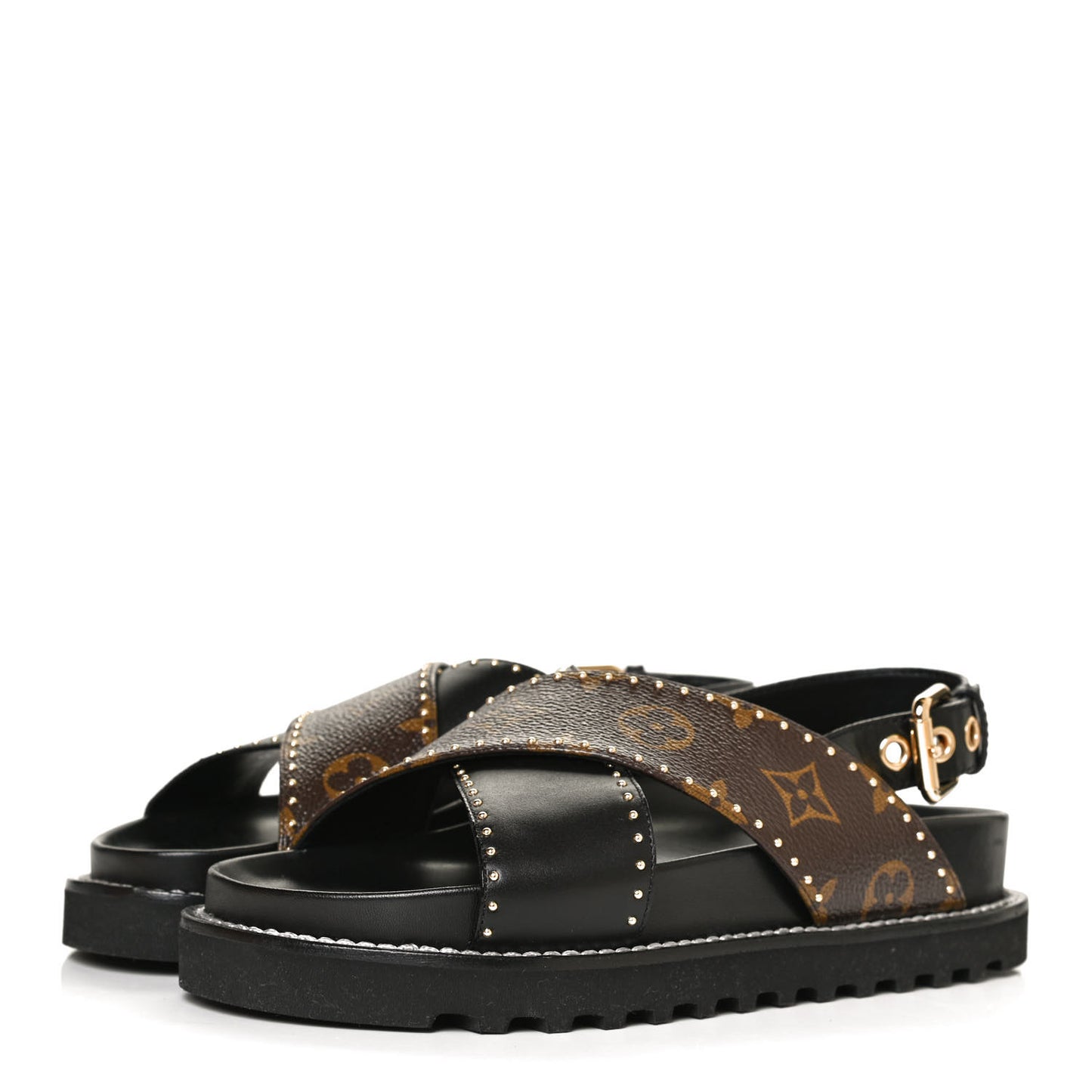 Monogram Paseo Flat Comfort Sandals 35 Black