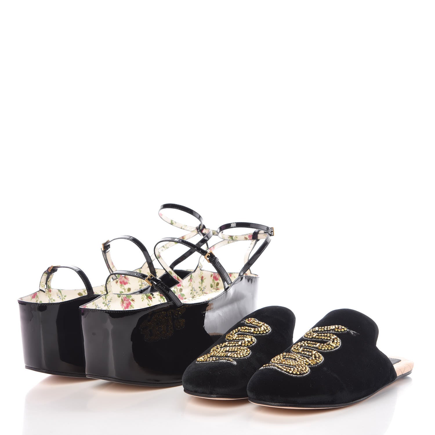 Gucci Velvet Silk Embellished Platform Detachable Slide 38.5 Black 12 of 13