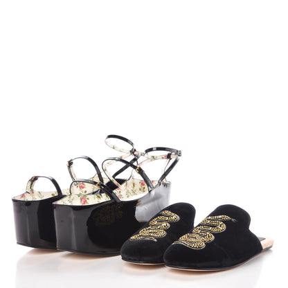 Gucci Velvet Silk Embellished Platform Detachable Slide 38.5 Black 12 of 13