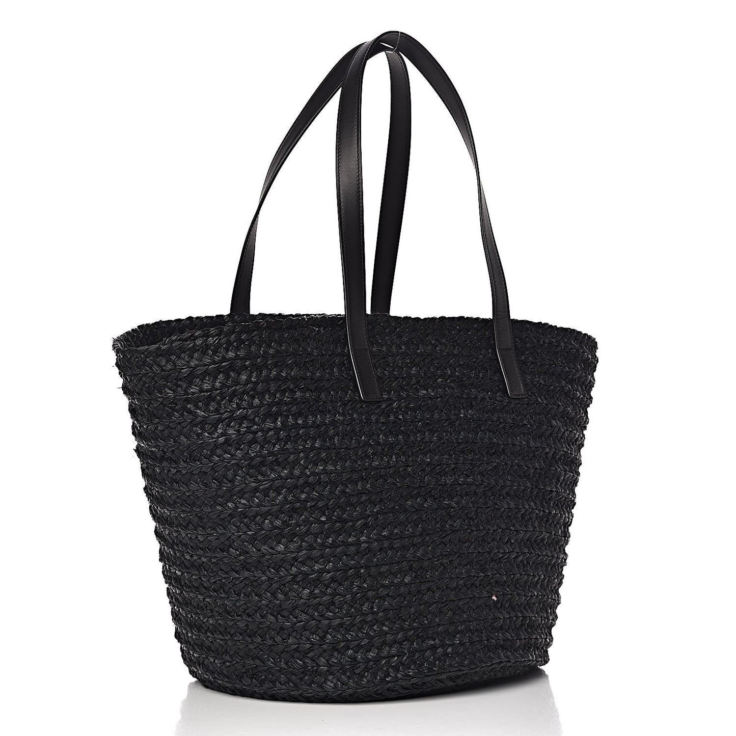 Raffia Medium Panier Bag Black