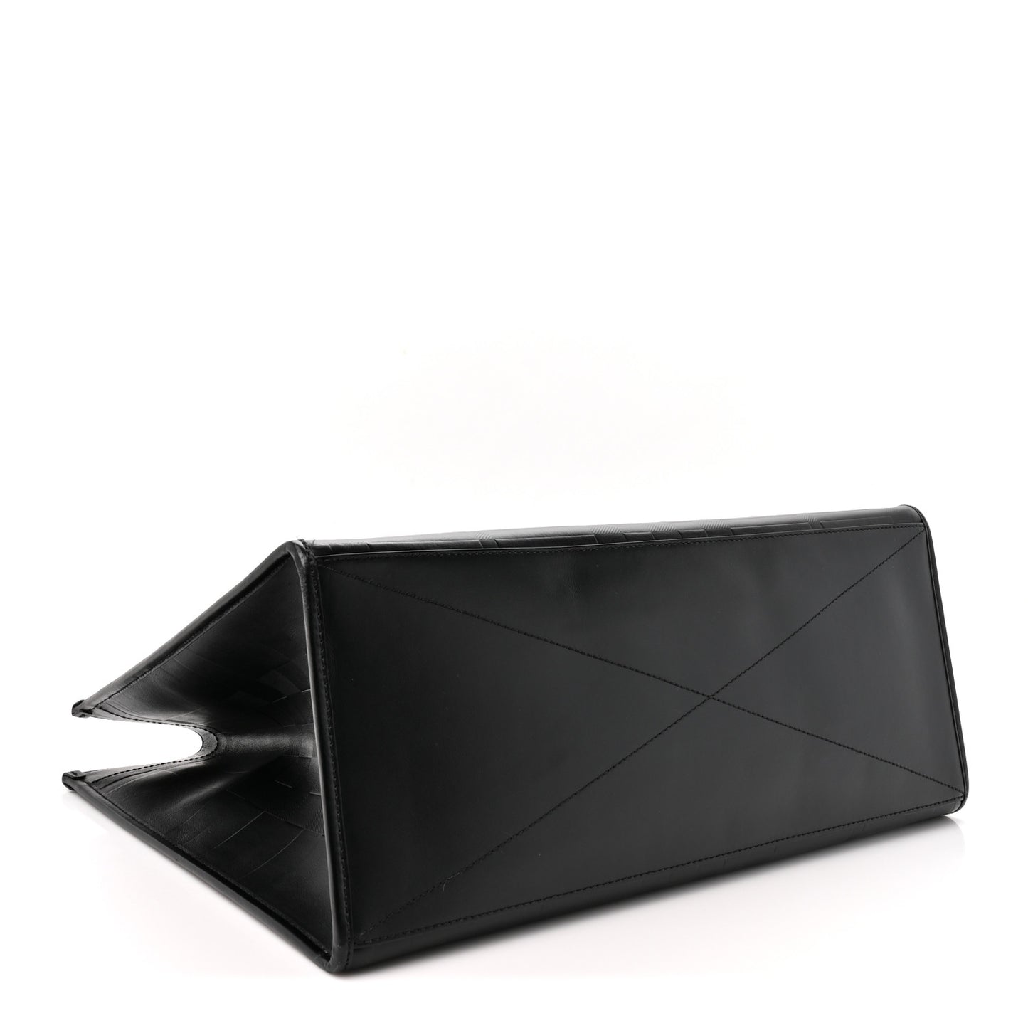 Calfskin Denny Check Embossed Tote Black