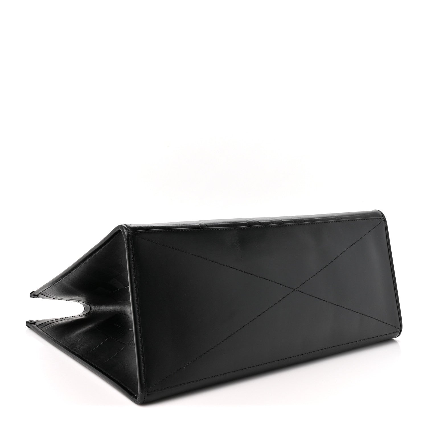Burberry Calfskin Denny Check Embossed Tote Black 4 of 14