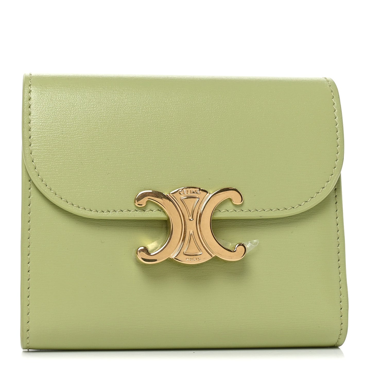 Shiny Calfskin Small Triomphe Wallet Light Jade