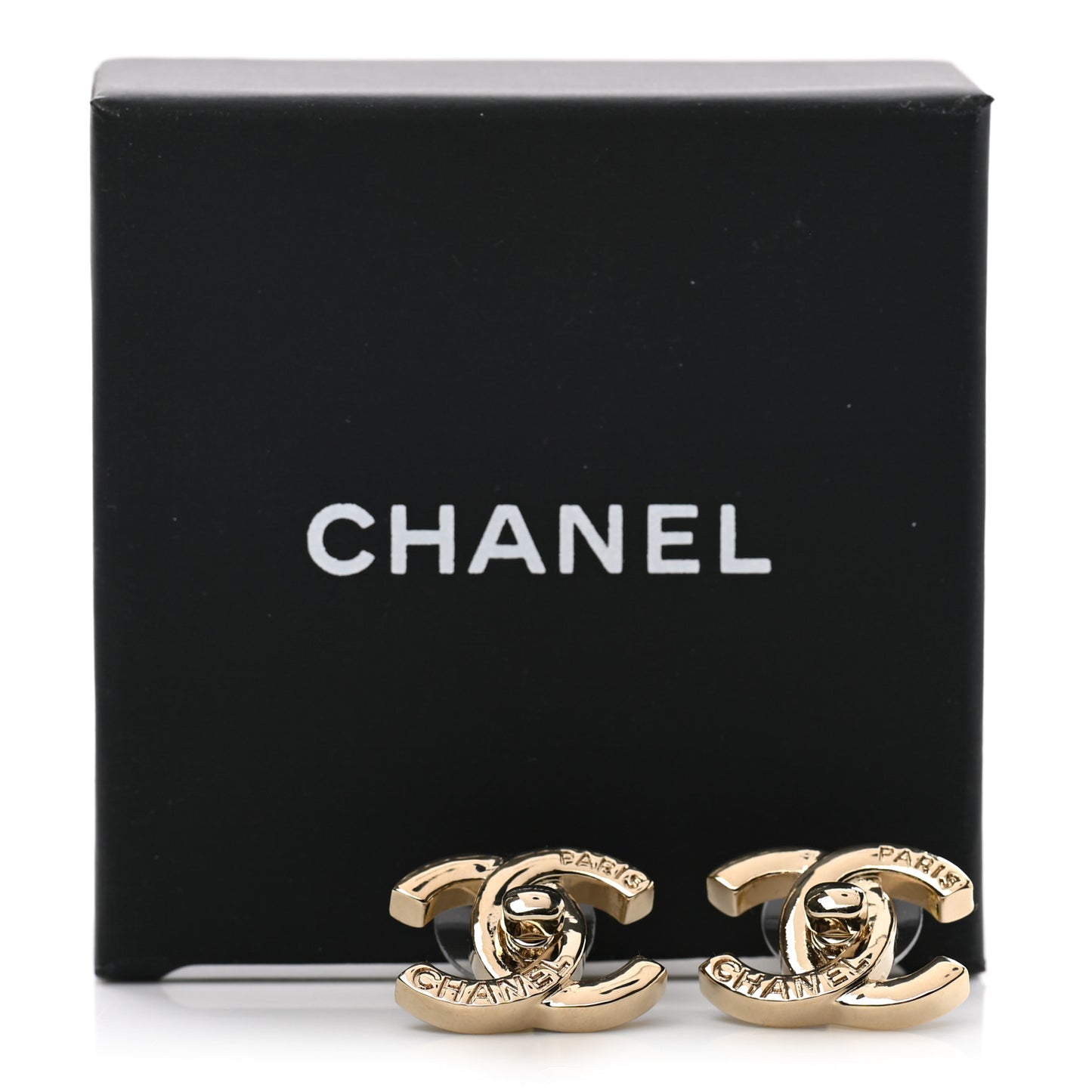 Metal Logo CC Turnlock Earrings Gold